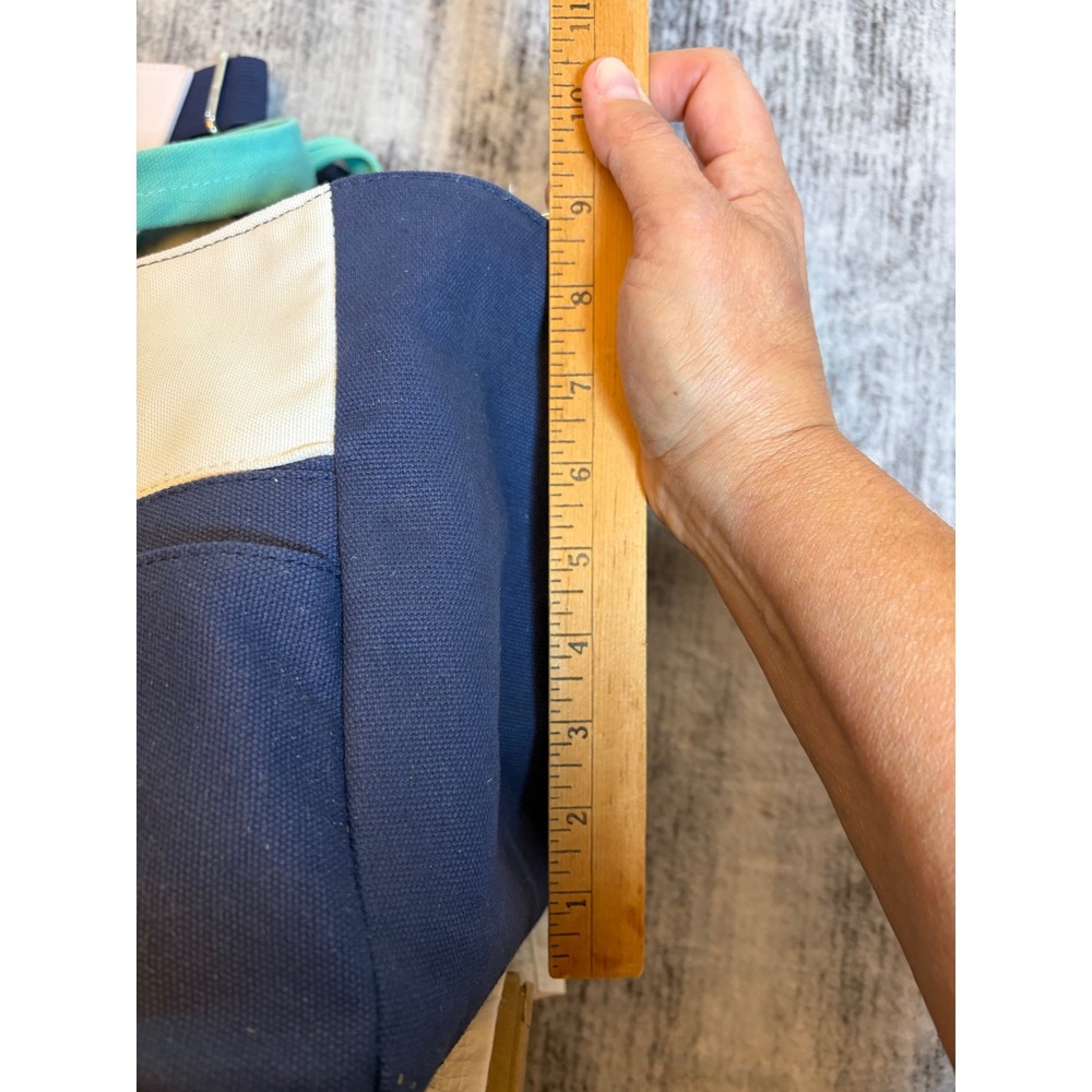 Stampin Up Canvas Craft Tote Bag Navy Blue Cream Teal Organizer Shoulder Bag - Picture 7 of 9